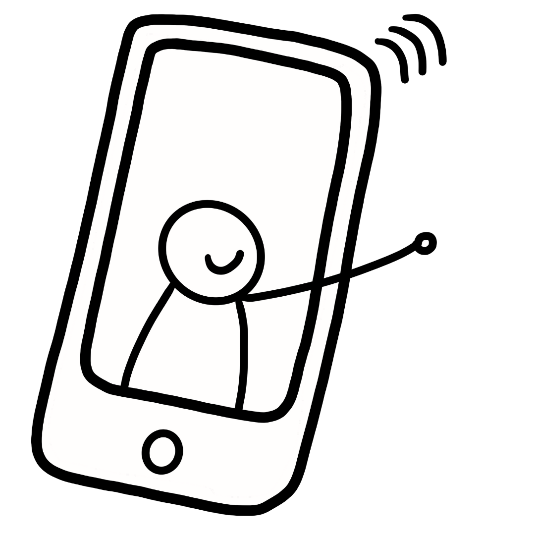 mobile telefoon met poppetje